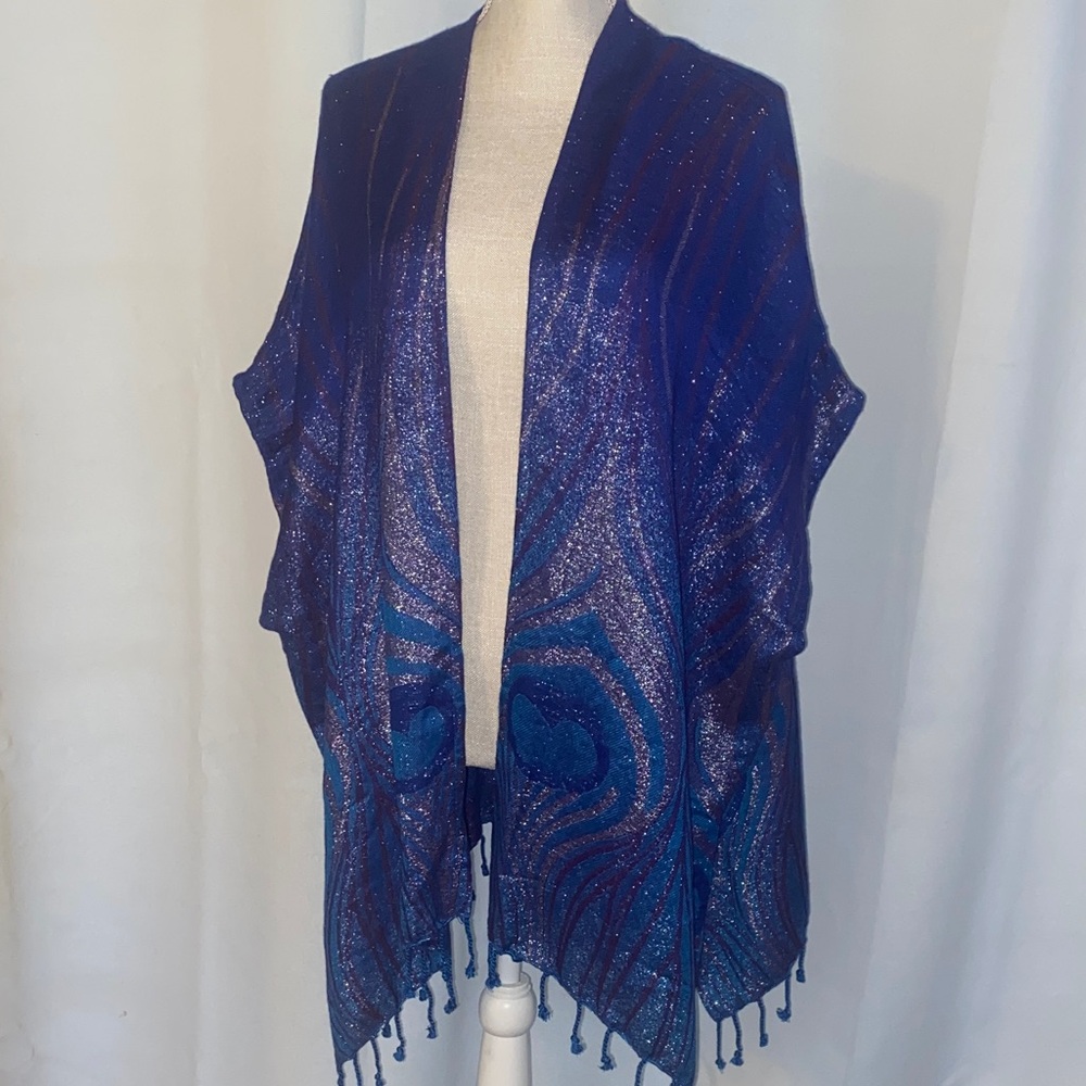 NWOTs Colleen Lopez Blue and Purple peacock Shawl